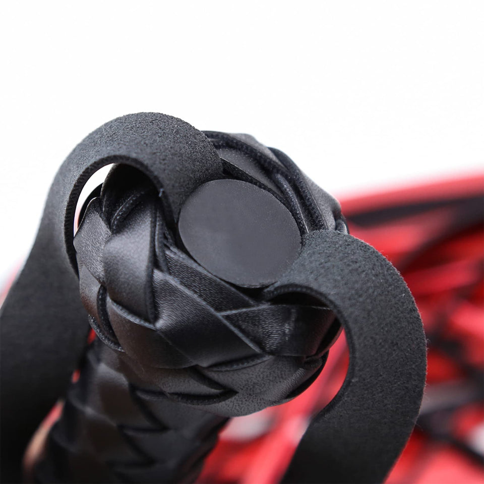 VENESUN Restraints Spanking Whips, 25inch Faux Leather Flogger for Adult BDSM Play, Black and Red