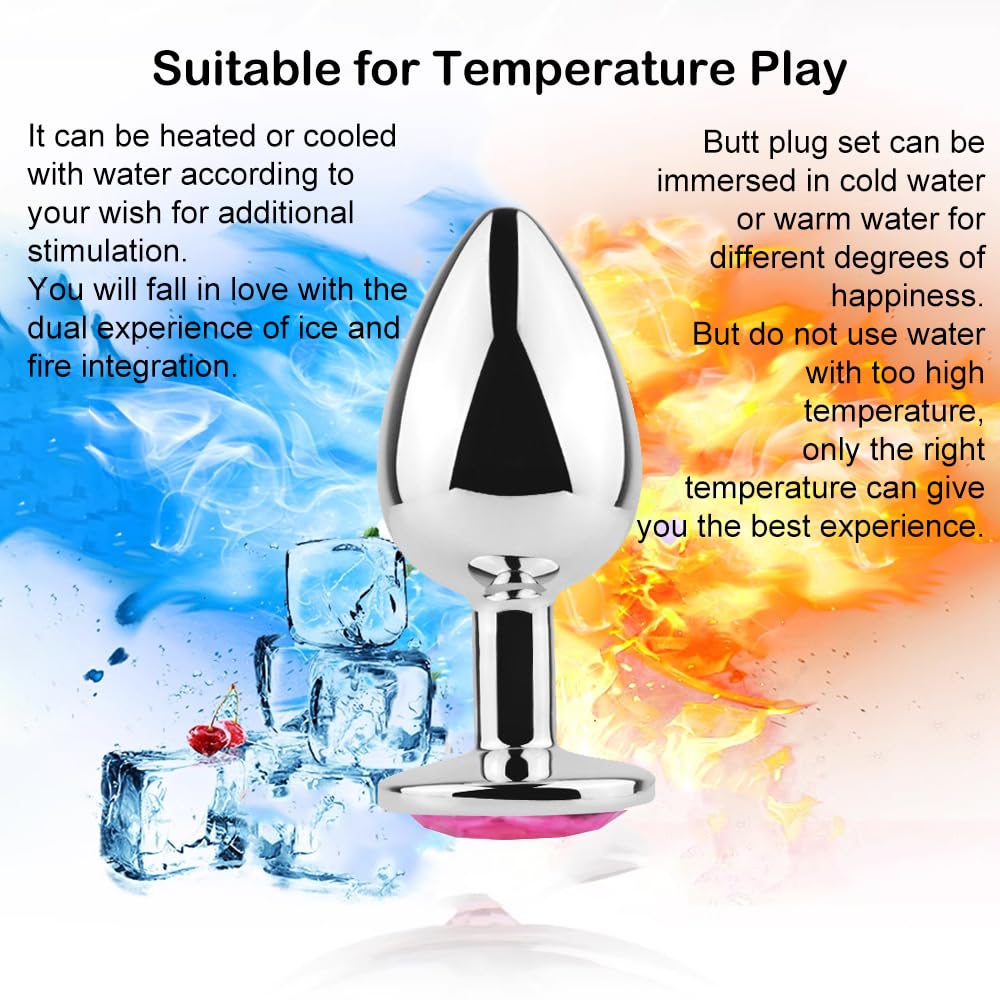 Anal Butt Plug 3Pcs Trainer Kit Metal Butt Plug Anal Trainer Toys Fetish Kinky Sex Love Games for Starter Beginner Men Women Cou