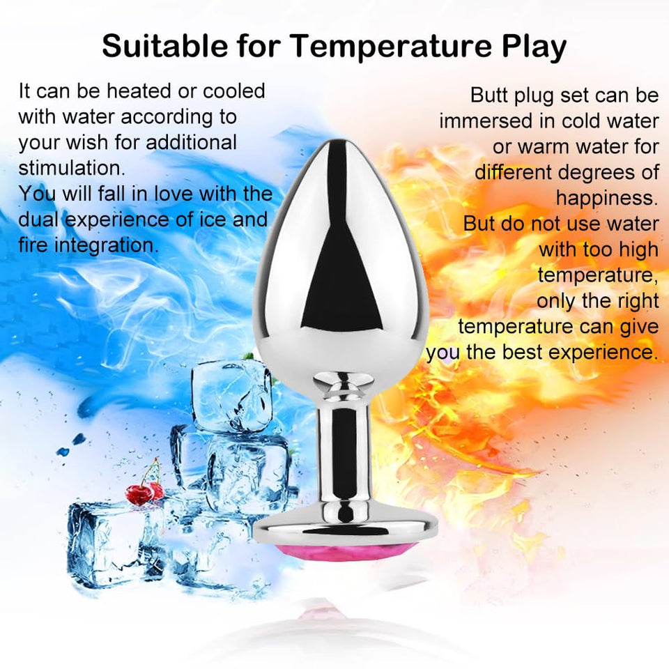 Anal Butt Plug 3Pcs Trainer Kit Metal Butt Plug Anal Trainer Toys Fetish Kinky Sex Love Games for Starter Beginner Men Women Cou