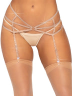Strappy Elastic Rhinestone Gar - O/S / Nude
