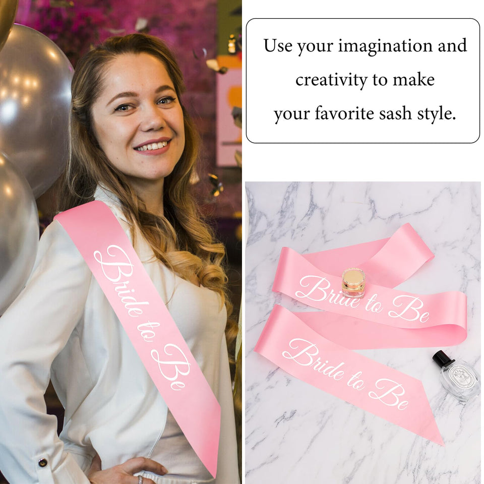 CIEHER Pink Sash Blank Satin Sash Bride Sash Custom Sash Prom Court Sash Mommy to Be Sash Birthday Sash Bride to Be Sash Bachelo