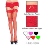 Micromesh Lace Ruffle Tanga Short O/S Red