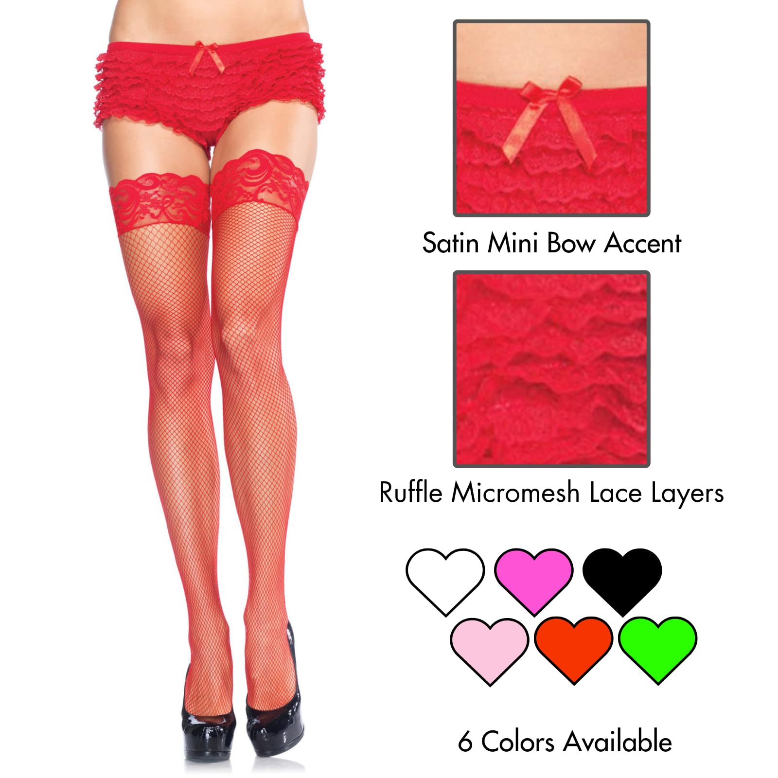 Micromesh Lace Ruffle Tanga Short O/S Red