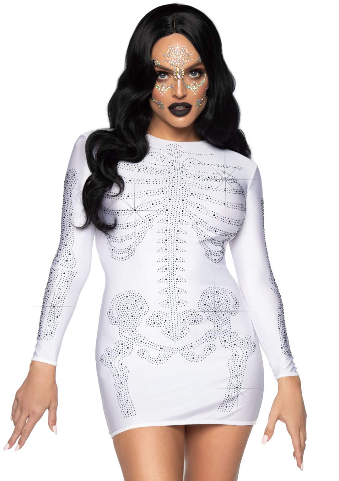 Spandex Rhinestone Skeleton Dress.