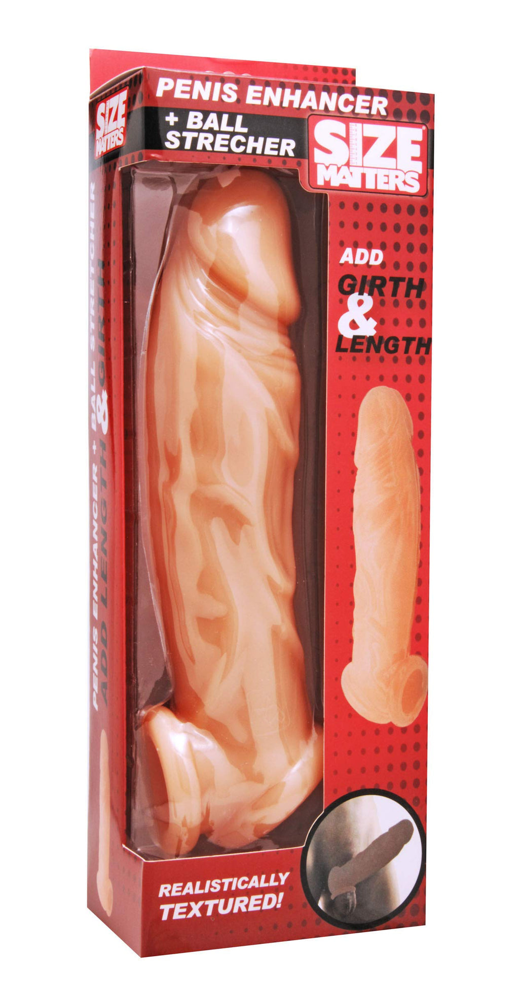 Size Matters Realistic Flesh Penis Enhancer Dildo And Ball Stretcher