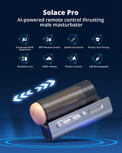 Lovense Solace Pro Automatic Male Masturbator,App Remote Control Thrusting Blowjob Machine with Immersive AI/VR Experience Adjus