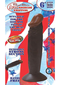 Real Skin Afro American Whoppers Dong Dildo, Brown, 6 Inch