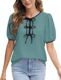 CiCiBird Womens Dressy Casual Shirt Summer Work Blouses 2025 Business Short Sleeve Tops Peacock Blue XL