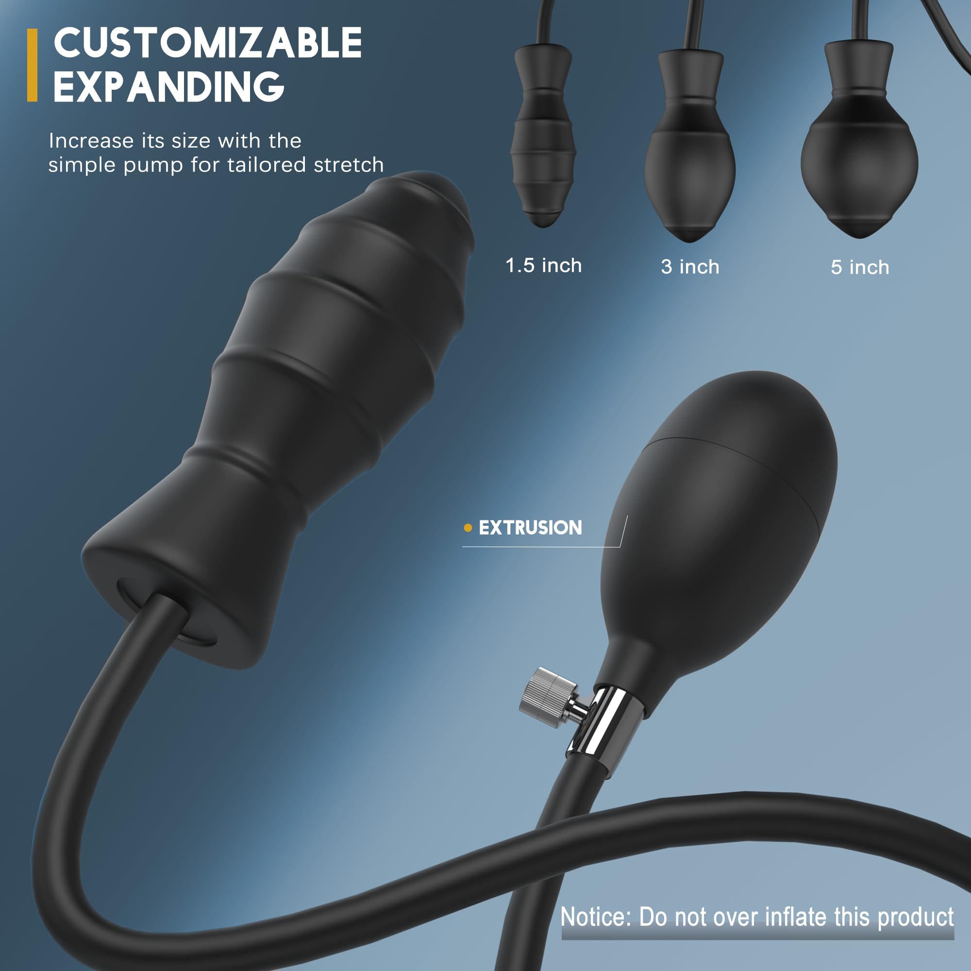 Inflatable Butt Plug, Body-Safe Silicone Anal Balloon Pump with Quick Release Valve Stretch Anal Sex Toys for Beginners and Adva
