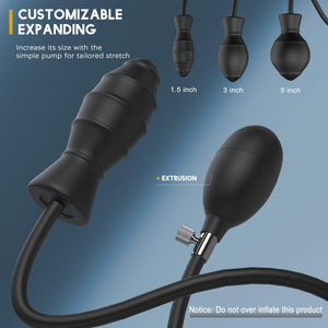 Inflatable Butt Plug, Body-Safe Silicone Anal Balloon Pump with Quick Release Valve Stretch Anal Sex Toys for Beginners and Adva