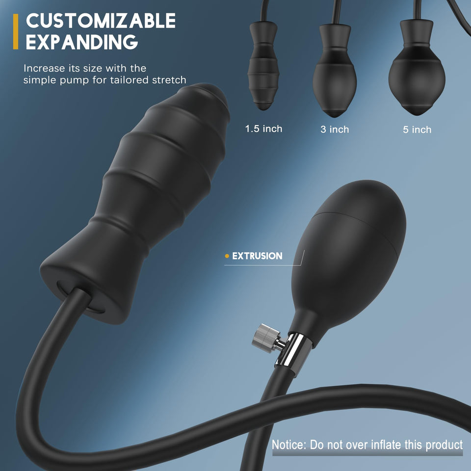 Inflatable Butt Plug, Body-Safe Silicone Anal Balloon Pump with Quick Release Valve Stretch Anal Sex Toys for Beginners and Adva