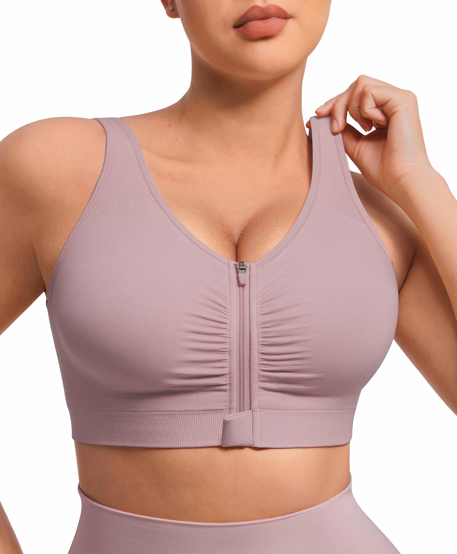 FeelinGirl Mastectomy Bras for Women Front Closure Compression Bras Post Surgery Everyday Bralette Antique Fuchsia XL