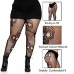 Sugar skull net pantyhose O/S