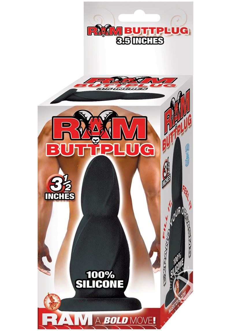 Ram Butt Plug, Black, 4 Inch