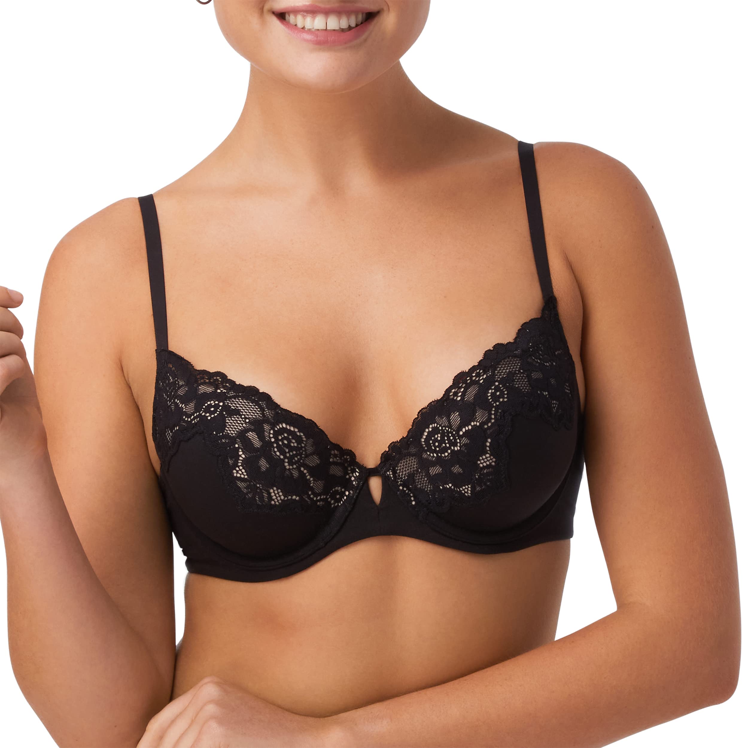 Maidenform womens Comfort Devotion Your Lift Underwire Dm1195 Bra, Black W/ Evening Blush, 34B US