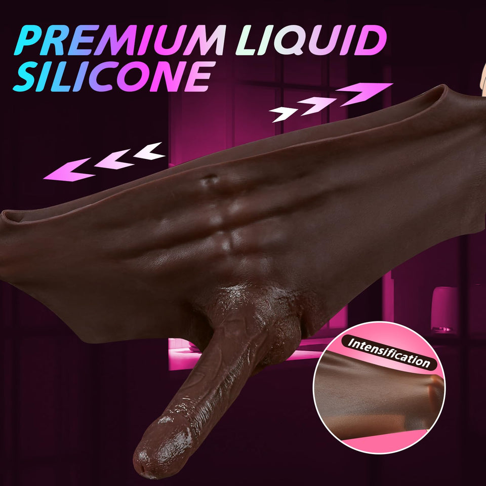 Strap on Dildo Sex Toys - Strap on Harness with 7.3 '' Huge Solid Black Dildo, Elastic Silicone Wearable Dildos Panties Simulati
