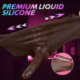 Strap on Dildo Sex Toys - Strap on Harness with 7.3 '' Huge Solid Black Dildo, Elastic Silicone Wearable Dildos Panties Simulati