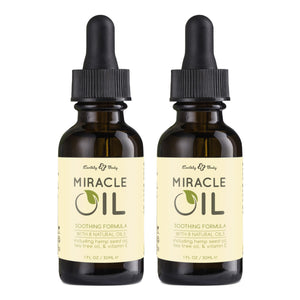 Earthly Body Miracle Oil, 1 fl. oz. - 2 Pack - 100% Natural Tea Tree Oil, Hemp Seed Oil & Vitamin E - Moisturizer, Calms Skin Ir