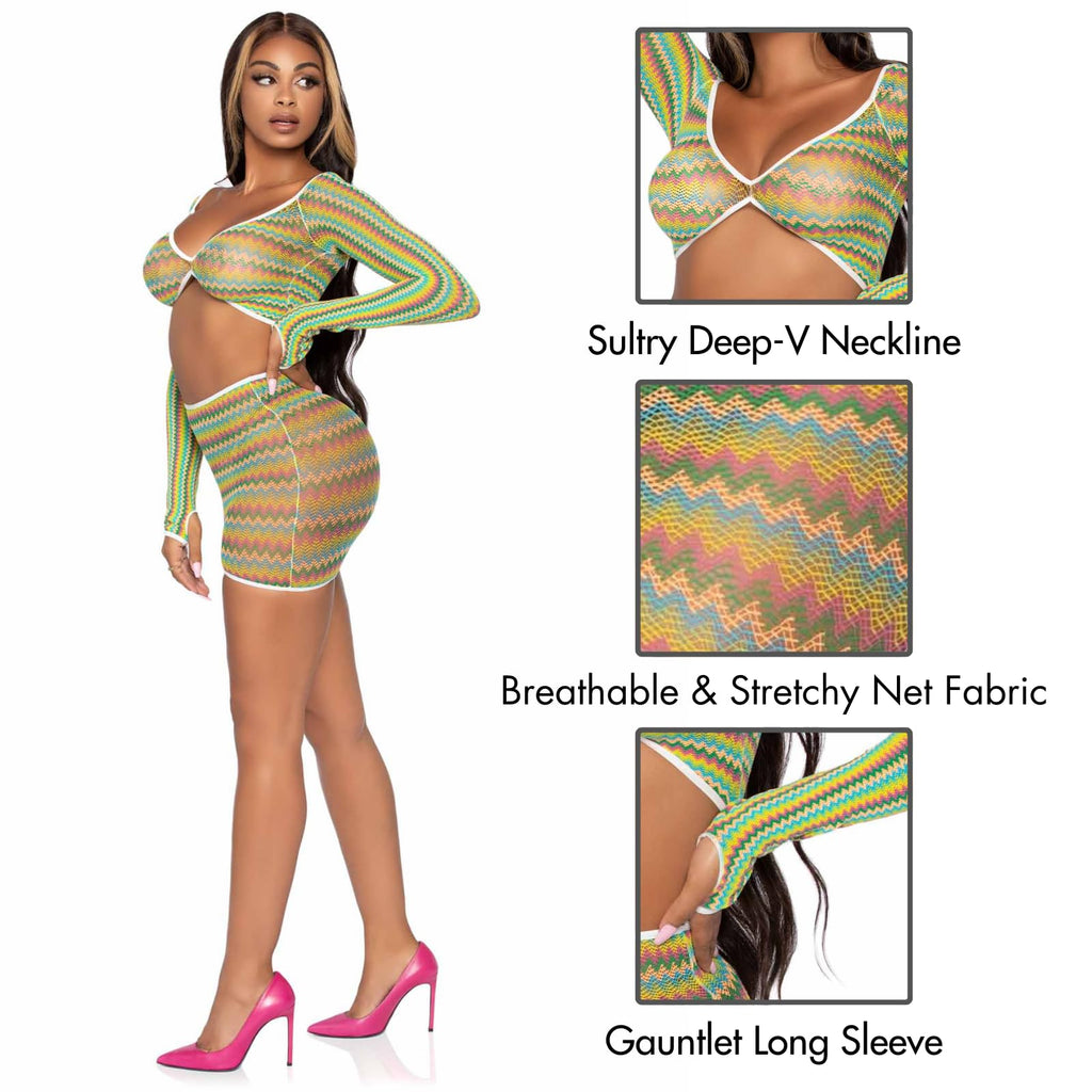 2 Pc Zig Zag Net Gauntlet Slee - O/S / Green