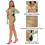 2 Pc Zig Zag Net Gauntlet Slee - O/S / Green