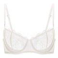 DOBREVA Womens Sexy Lace Push Up Plus Size Bra Sheer Balconette Underwire Unlined Ivory_Eyelash lace 40C