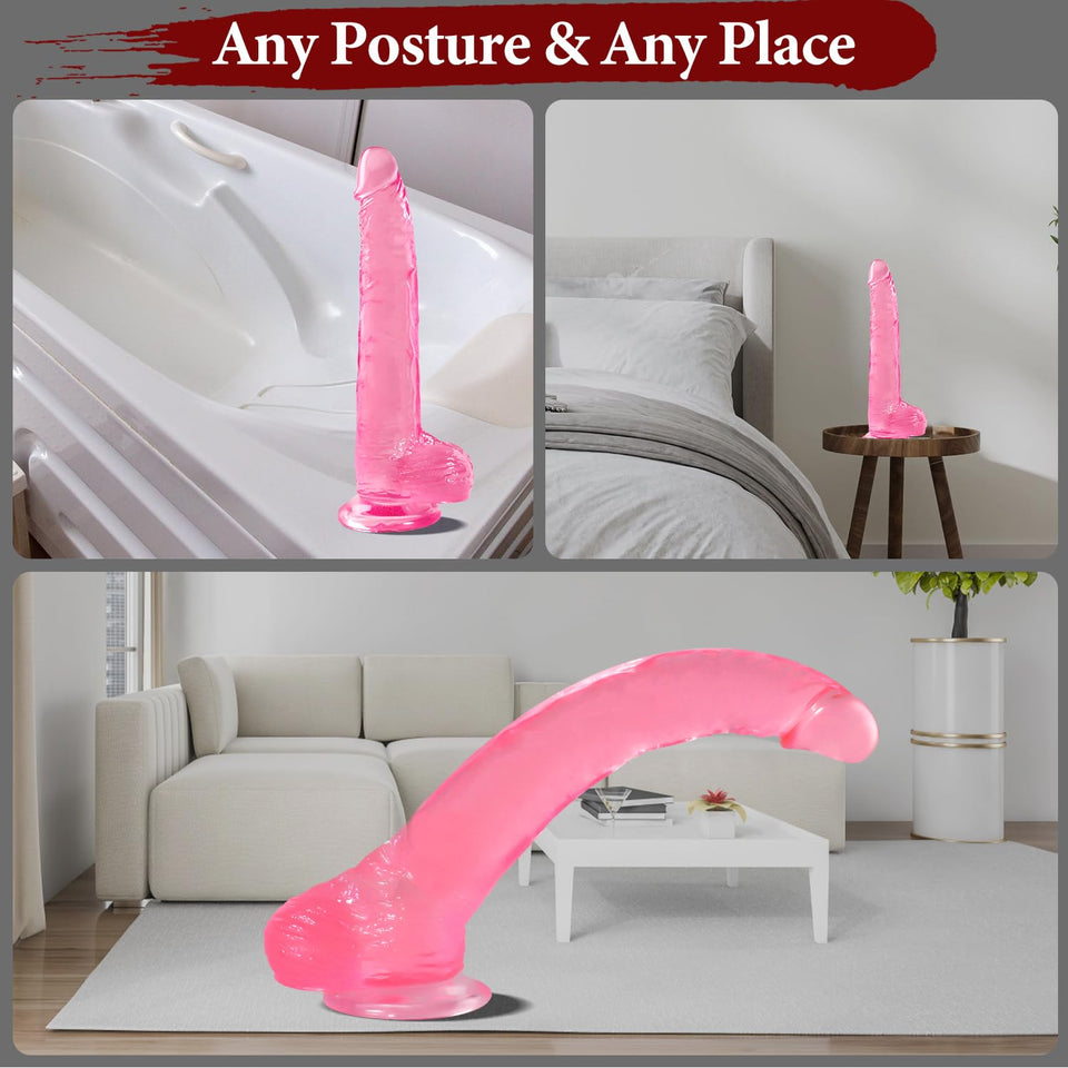 Big Dildo, 11.61 Inch Thick Dildos Lifelike Skin-Touching Feeling, Soft Pink Dildo with Strong Suction Cup, Big Size G-spot Peni