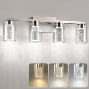 Amico Bathroom Vanity Lights, 4 Lights Brushed Nickel Bathroom Lighting Fixtures With 3Cct Adjustable, Modern Wall Light Over Mi