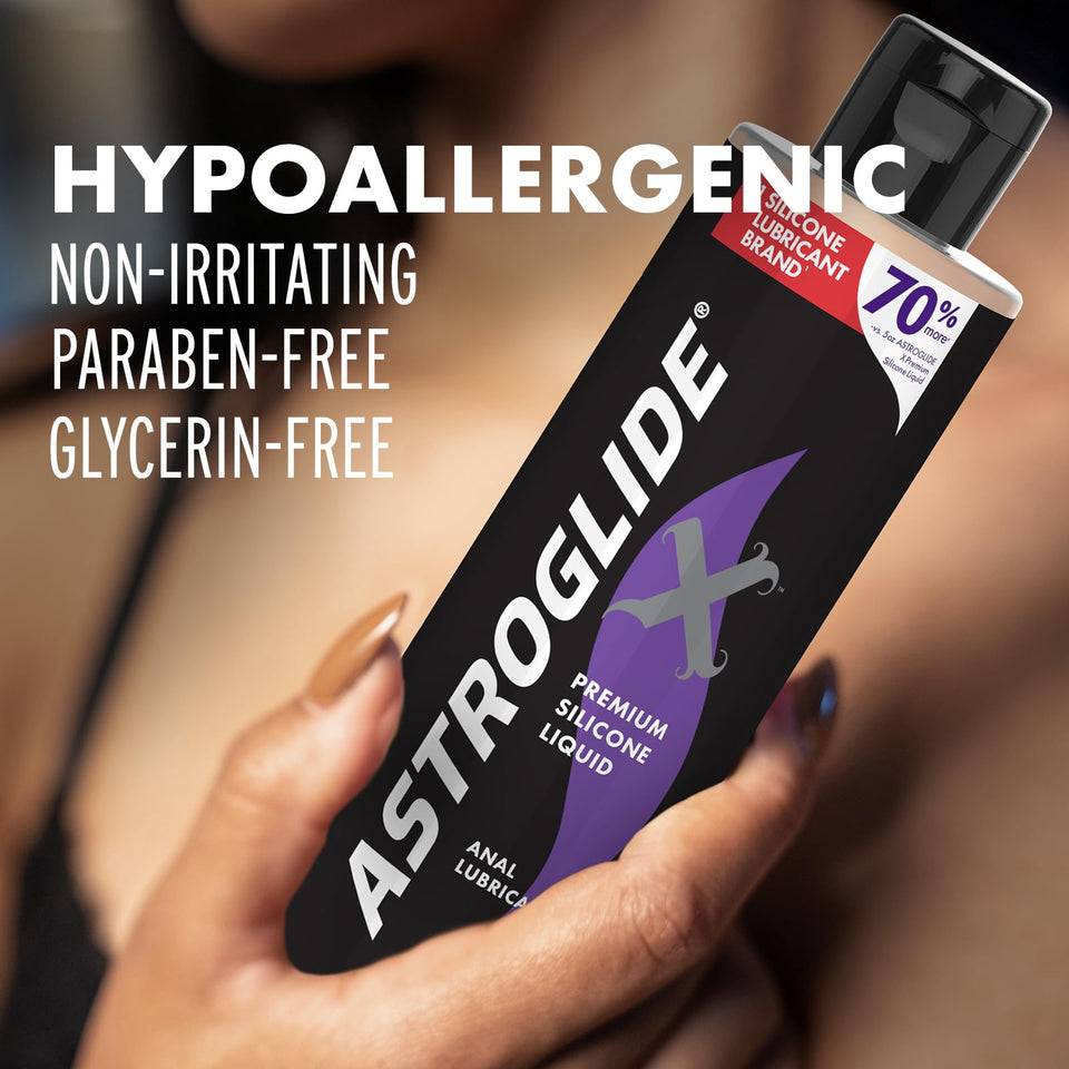 Astroglide Silicone Lube (8.5oz), X Premium Personal Lubricant for Vaginal and Anal Sex, Extra Long-Lasting Silky Lube, Waterpro