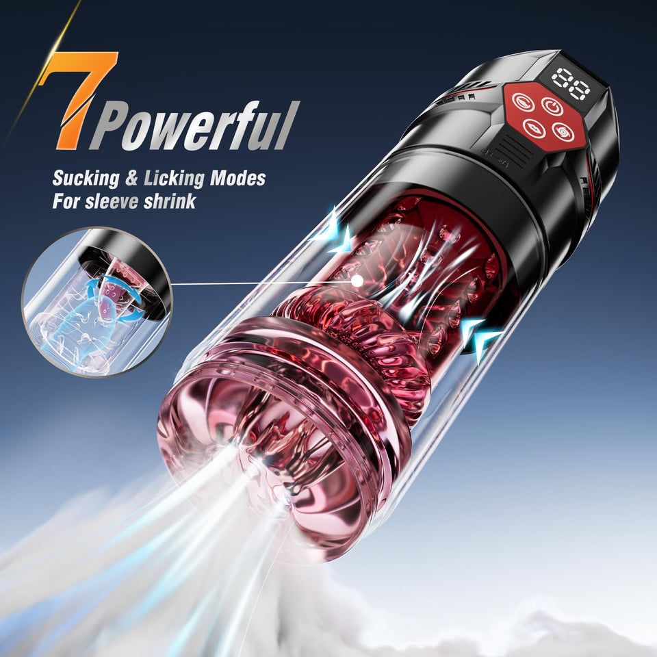 Mrgras Male Masturbator Penis Pump - Male Sex Toys for Men with Upgrade 12 S Vacuum Pump & 7 Thrusting Rotating Vibrating Suckin