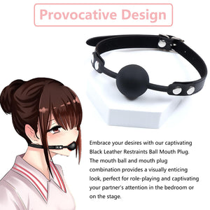 Leather Restraints Ball Mouth Plug Silicone Bondage Ball Gag Silicone Bondage Ball Gag for Sex, BDSM Restraints Toys Sex Gag Muz