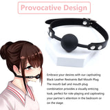 Leather Restraints Ball Mouth Plug Silicone Bondage Ball Gag Silicone Bondage Ball Gag for Sex, BDSM Restraints Toys Sex Gag Muz