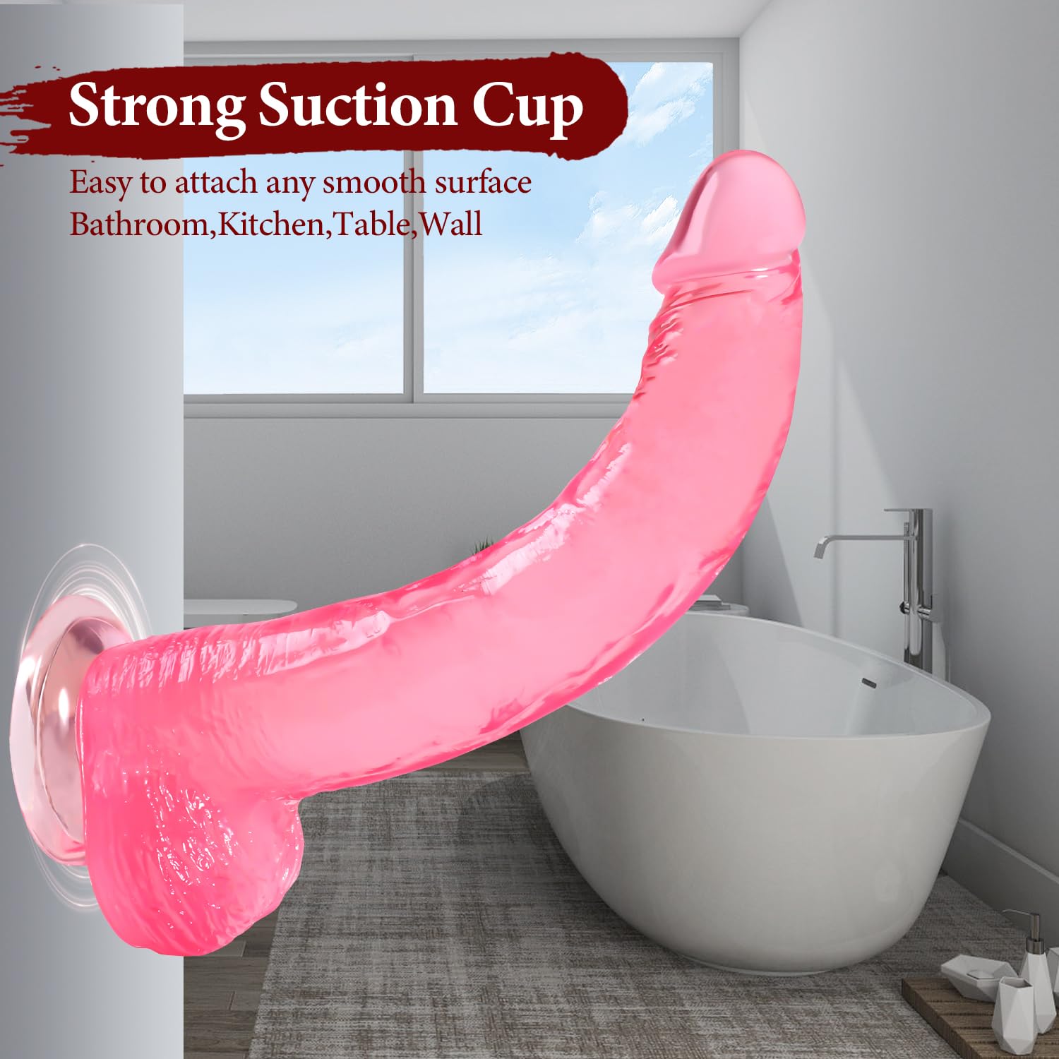 Big Dildo, 11.61 Inch Thick Dildos Lifelike Skin-Touching Feeling, Soft Pink Dildo with Strong Suction Cup, Big Size G-spot Peni