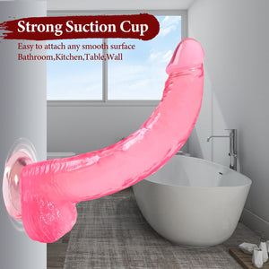 Big Dildo, 11.61 Inch Thick Dildos Lifelike Skin-Touching Feeling, Soft Pink Dildo with Strong Suction Cup, Big Size G-spot Peni