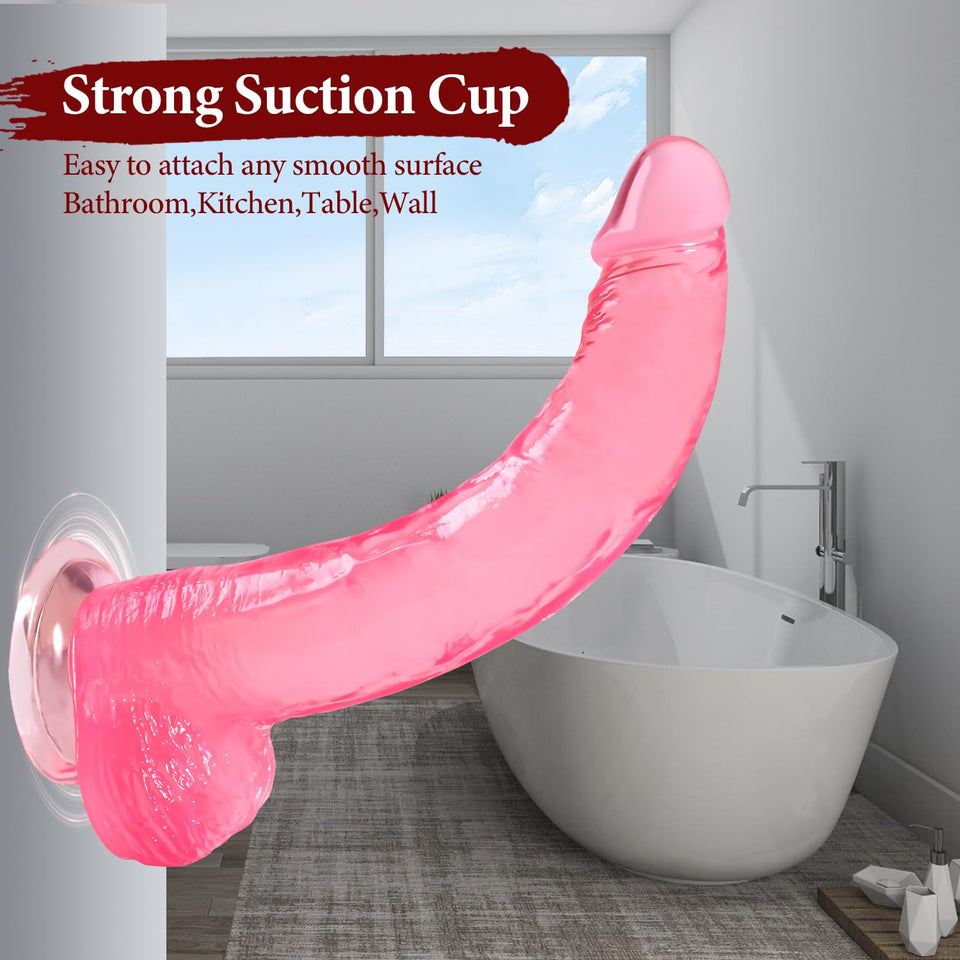 Big Dildo, 11.61 Inch Thick Dildos Lifelike Skin-Touching Feeling, Soft Pink Dildo with Strong Suction Cup, Big Size G-spot Peni