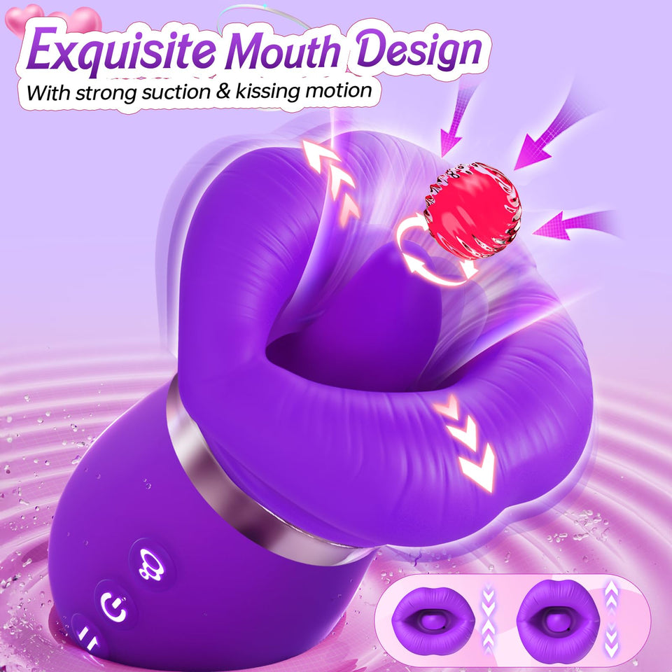 Sucking Vibrator Womens Sex Toys - Sovokn 5IN1 Mouth Vibrators Rose Sex Toy, 10 Tongue Licking, 3 Auto & 1 Manual Sucking Adult