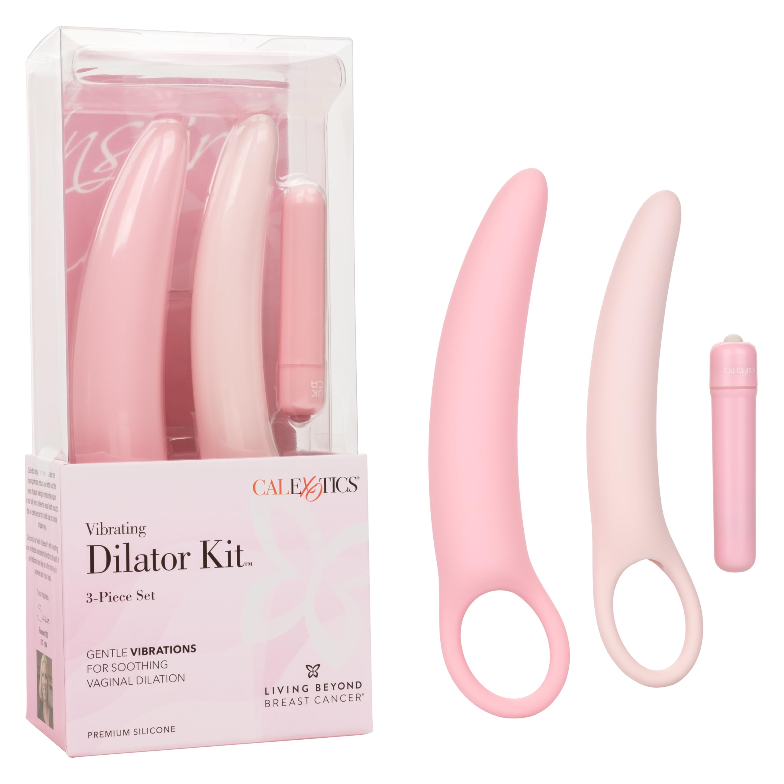 Calexotics-Se-4805-10-3 Inspire 3 Piece Silicone Waterproof Vibrng Dilator Kit With Removable Wireless Stimulator, Pink