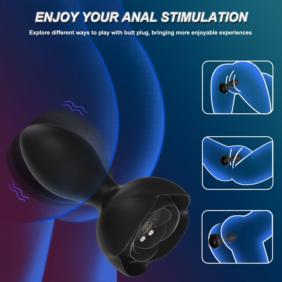 Vibrating Anal Plug Sex Toys-Vibrating Butt Plug with 11 Frequency, Anal Vibrators for Prostate Massager Remote Control Vibratin