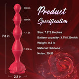 Rose Sex Toy Anal Beads,Vibrating Butt Plug with 9 Modes,Prostate Massager for Women & Men,Waterproof Silicone Rose Toy Sex Stim