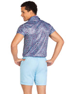 3 Pc Mr Malibu, Includes Button Up Leopard Print Shirt, Elastic Waist Shorts With Pockets, And Neck Scarf.