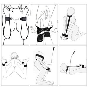 BDSM Bondage Toys Kit, Neck to Wrist Restraints Set, Bondage Gear & Accessories Adult Toys, Adjustable Neck to Wrist Bondage Res