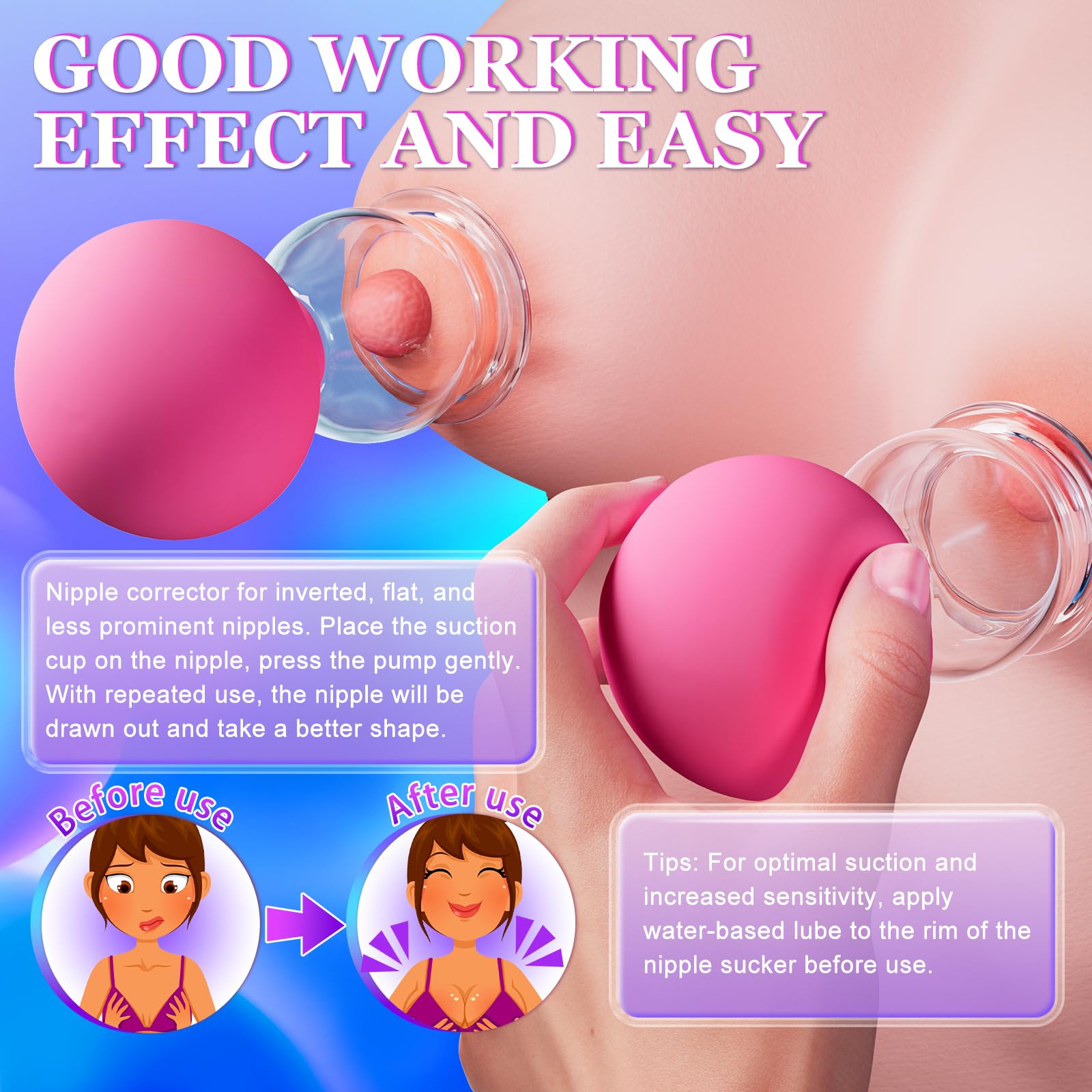 Nipple Sucker Adult Sex Toys - 1 Pair BDSM Nipple Toys Stimulator for Couples Pleasure, Manual Suction Mini Foreplay Flirting Ni