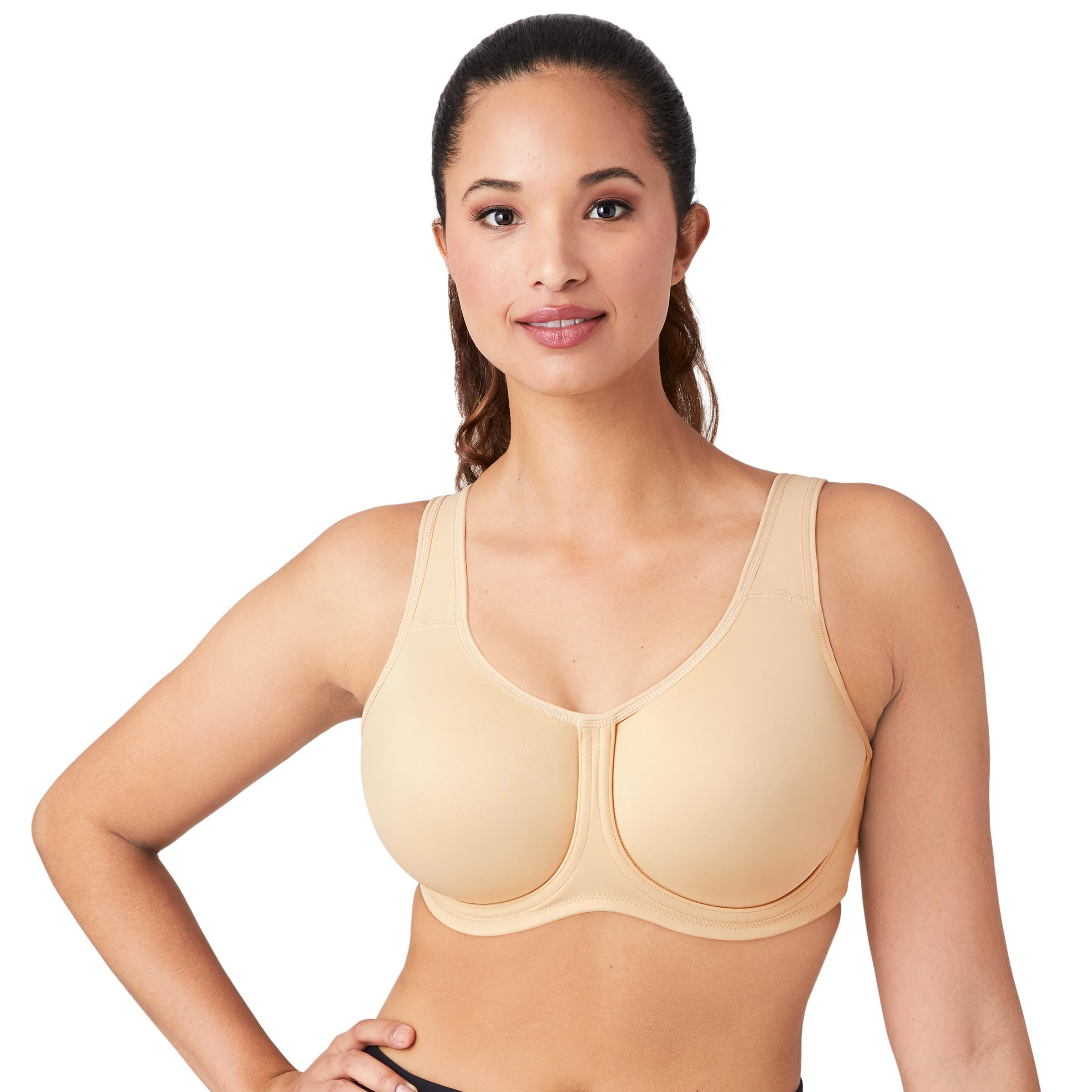 Wacoal Womens Simone Sport Unlined Full Coverage Underwire Sports Bra, 855170, Sand, 32DD