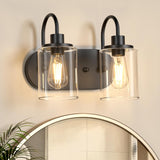 Baocuz 2-Light Black Bathroom Vanity Light, Bathroom Lights Over Mirror, Modern Vanity Lights With Clear Glass Shade, Farmhouse