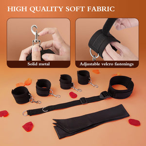 BDSM Adult Toys Bondage Kit - UTIMI Neck to Wrist Behind Back Collar Restraints with Handcuffs Ankle Cuffs Blindfold Restraint B