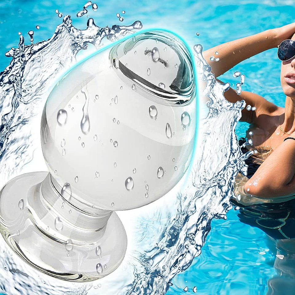 FST Large Anal Plug Crystal Mushroom Shape Butt Plug Glass Massage Bum Plug Sex Toys for Women Men Masturbation Transparent
