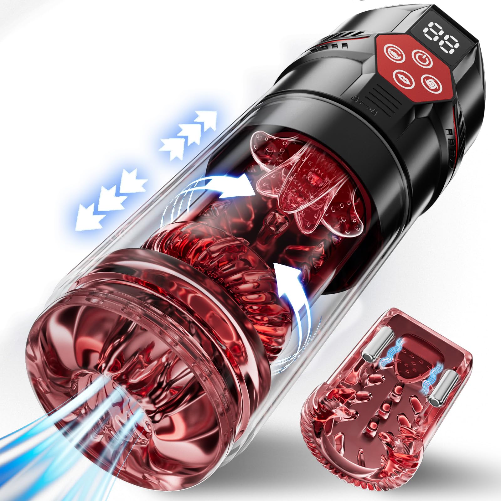 Mrgras Male Masturbator Penis Pump - Male Sex Toys for Men with Upgrade 12 S Vacuum Pump & 7 Thrusting Rotating Vibrating Suckin
