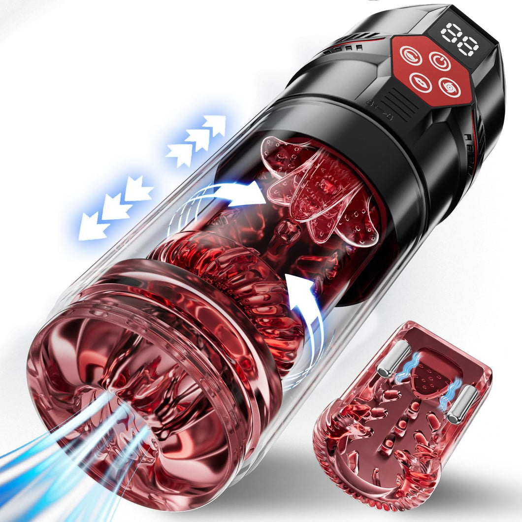 Mrgras Male Masturbator Penis Pump - Male Sex Toys for Men with Upgrade 12 S Vacuum Pump & 7 Thrusting Rotating Vibrating Suckin