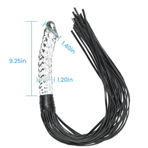 Realistic Glass Dildo with Sex Whip Sex Toys SM Leather Crystal Dildo Sex Flogger Transparent Crystal Penis Bondaged Whip for Me
