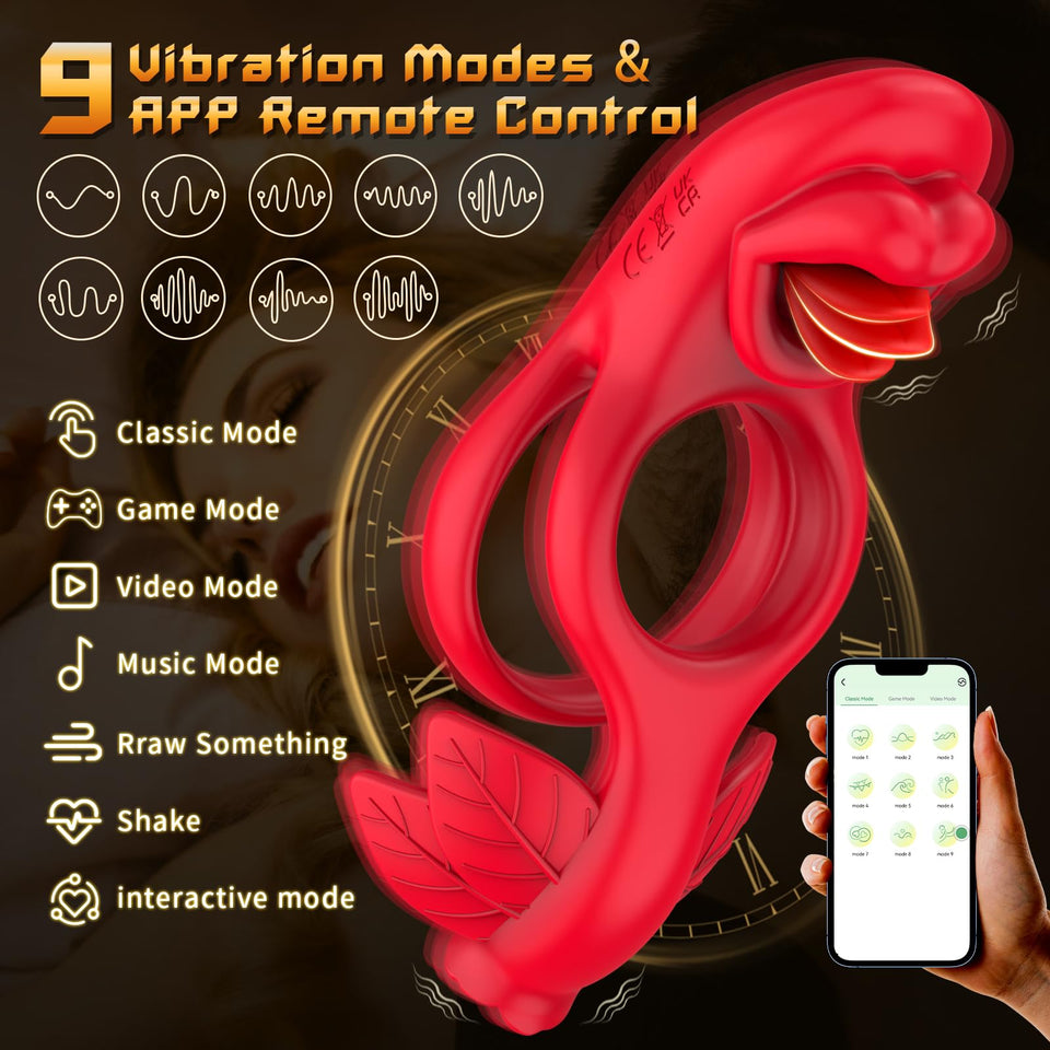 Vibrating Cock Ring Couples Sex Toys Vibrating Penis Ring Vibrator with 9 Vibration Male Adult Sex Toys for Men Women, APP Clito