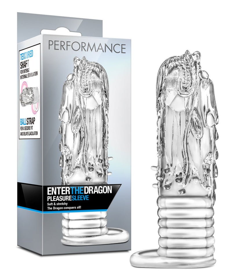 Dragon Penis Extender Cock Sleeve - Delay Ejaculation Pleasure Enhancer - Sex Toy For Men (Clear)